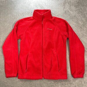 Columbia‎ Womens Full-Zip Fleece Jacket Large Peach/Red/Coral Cold Winter Cozy